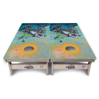 Artist Series Cornhole Boards - Professional Tournament Series - Great White Wave