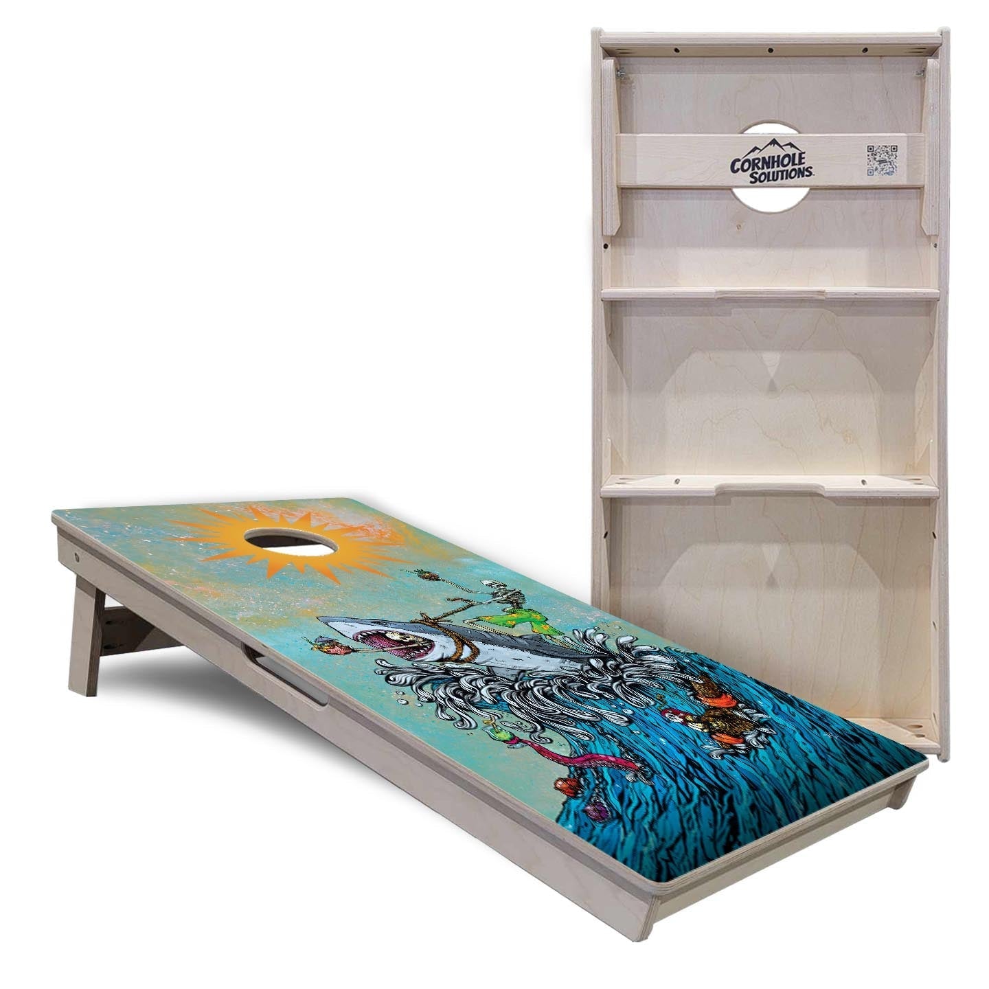 Artist Series Cornhole Boards - Professional Tournament Series - Great White Wave