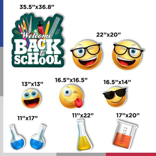 Welcome Back to School Yard Signs - Science Student Emoji Themed - 10 pc set
