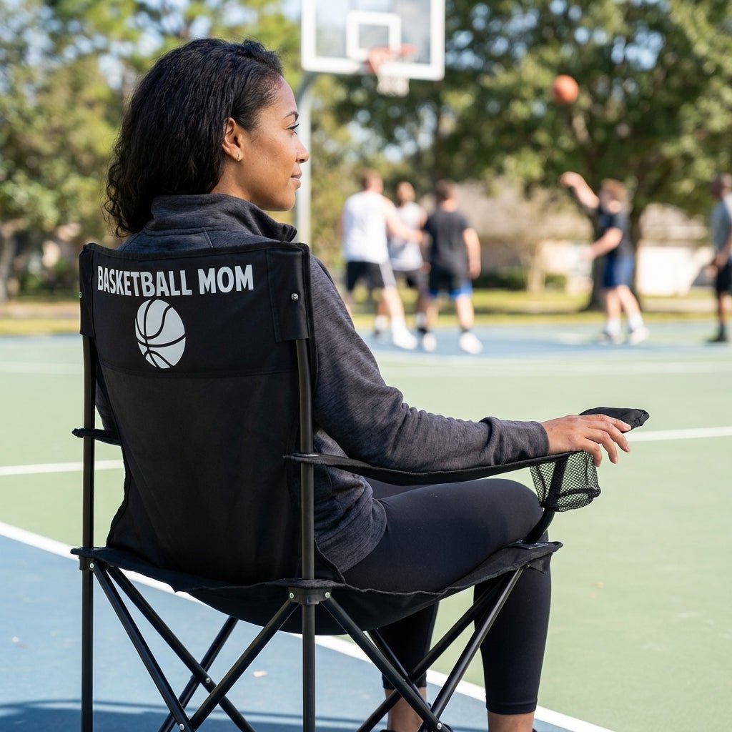 Basketball Mom Black Folding Camping Chair