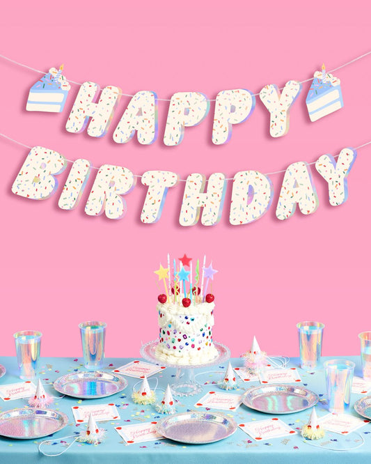 Bday Cake Banner - iridescent foil banner