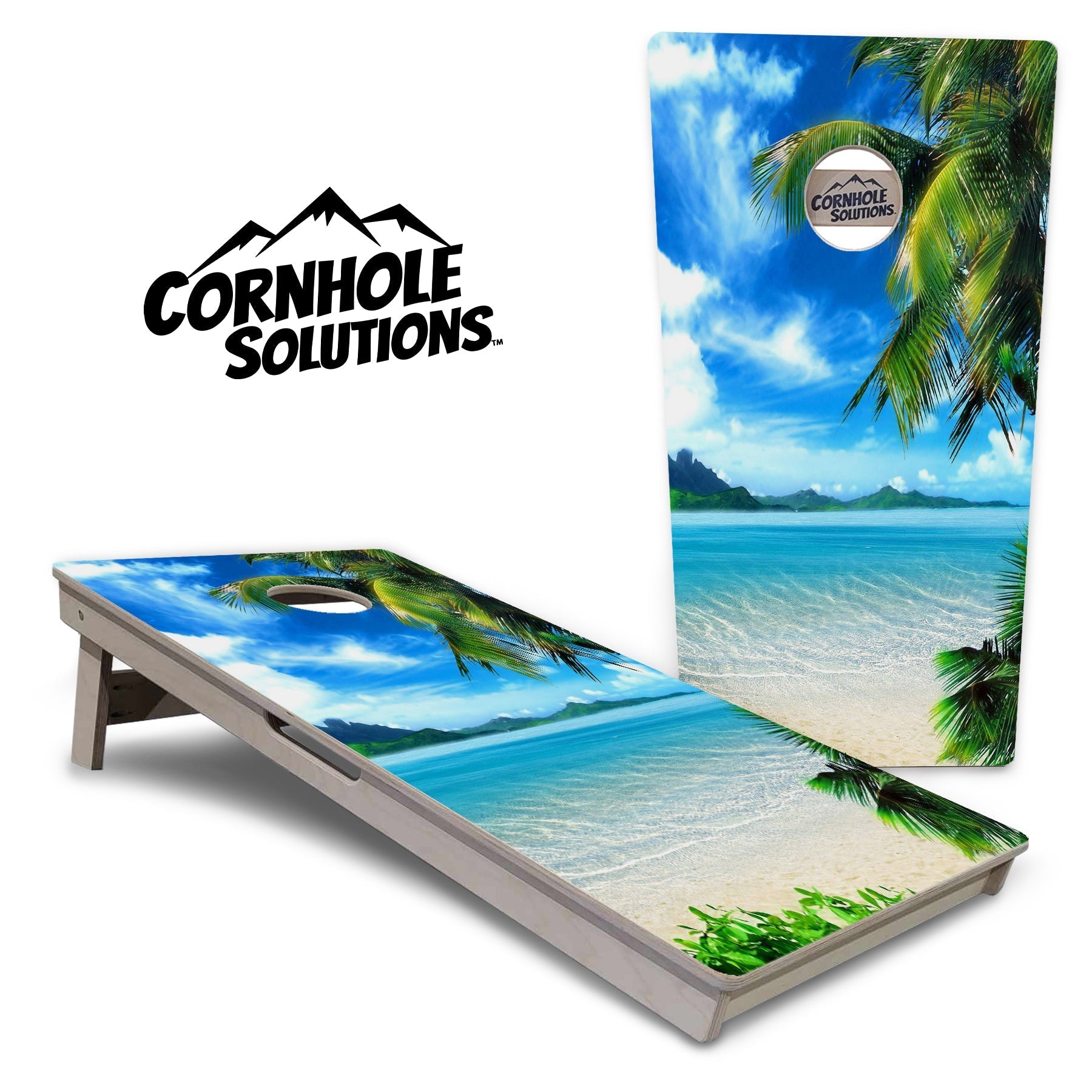 Beach Mountain Scene Cornhole Boards - Professional Tournament Series
