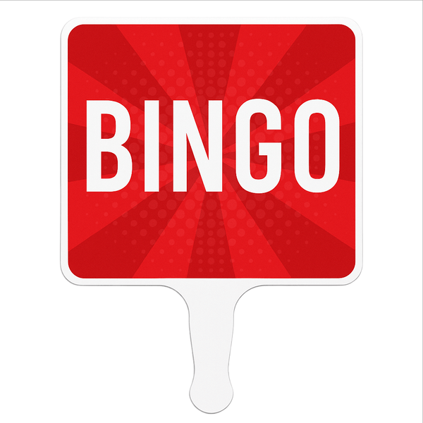 Bingo Hand Held Paddle Fan Sign - 8x10.5 Inch Double Sided Waterproof ...