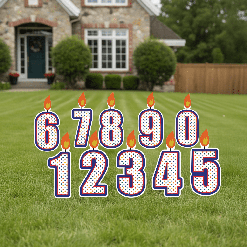 Birthday Cake Number Candles Yard Card - 10 pcs set