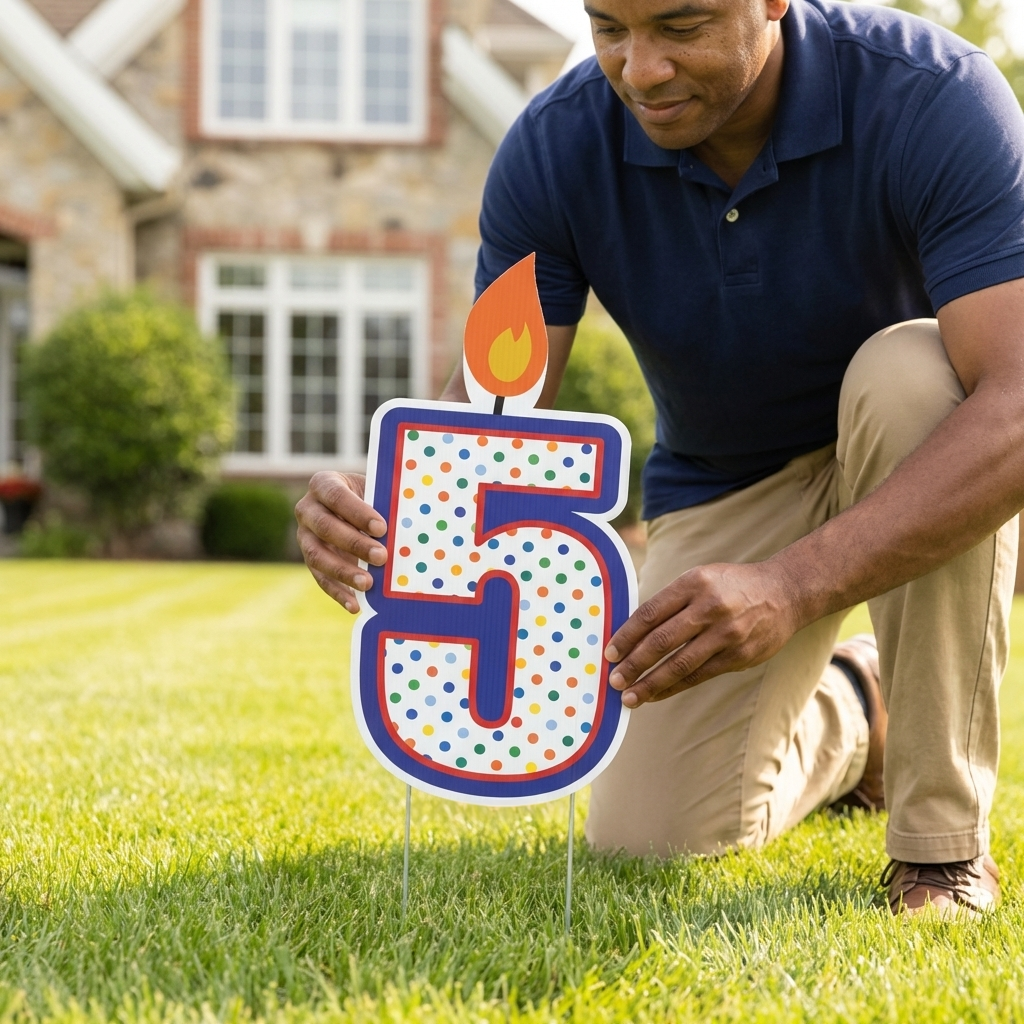 Birthday Cake Number Candles Yard Card - 10 pcs set