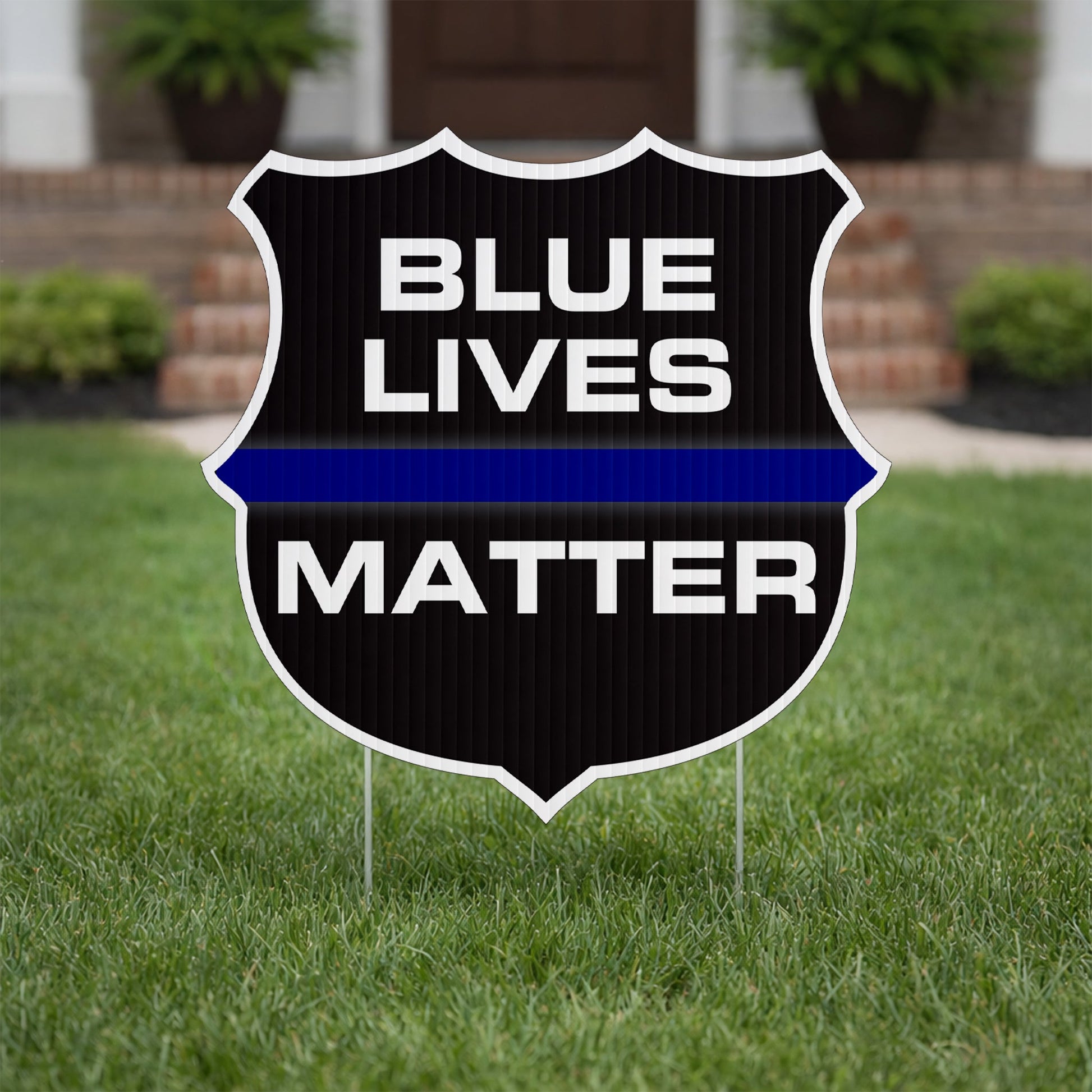 Blue Lives Matter Shield Yard Sign