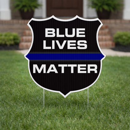 Blue Lives Matter Shield Yard Sign