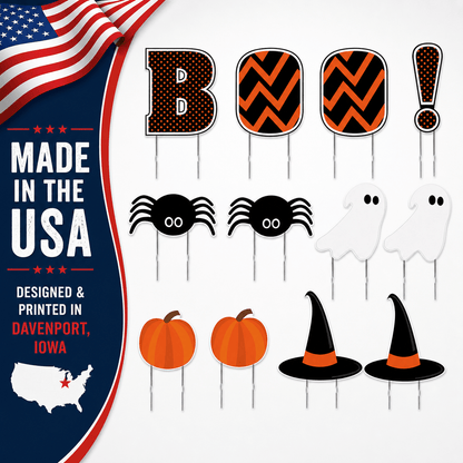 \BOO Halloween Yard Sign Set – 12 Piece Outdoor Lawn Decorations with Stakes