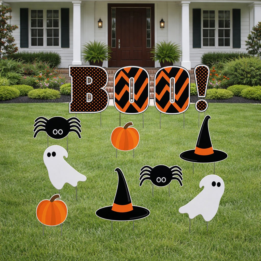 \BOO Halloween Yard Sign Set – 12 Piece Outdoor Lawn Decorations with Stakes