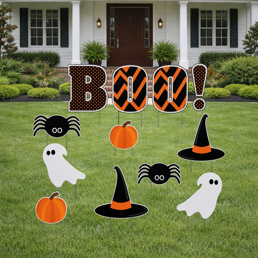 \BOO Halloween Yard Sign Set – 12 Piece Outdoor Lawn Decorations with Stakes