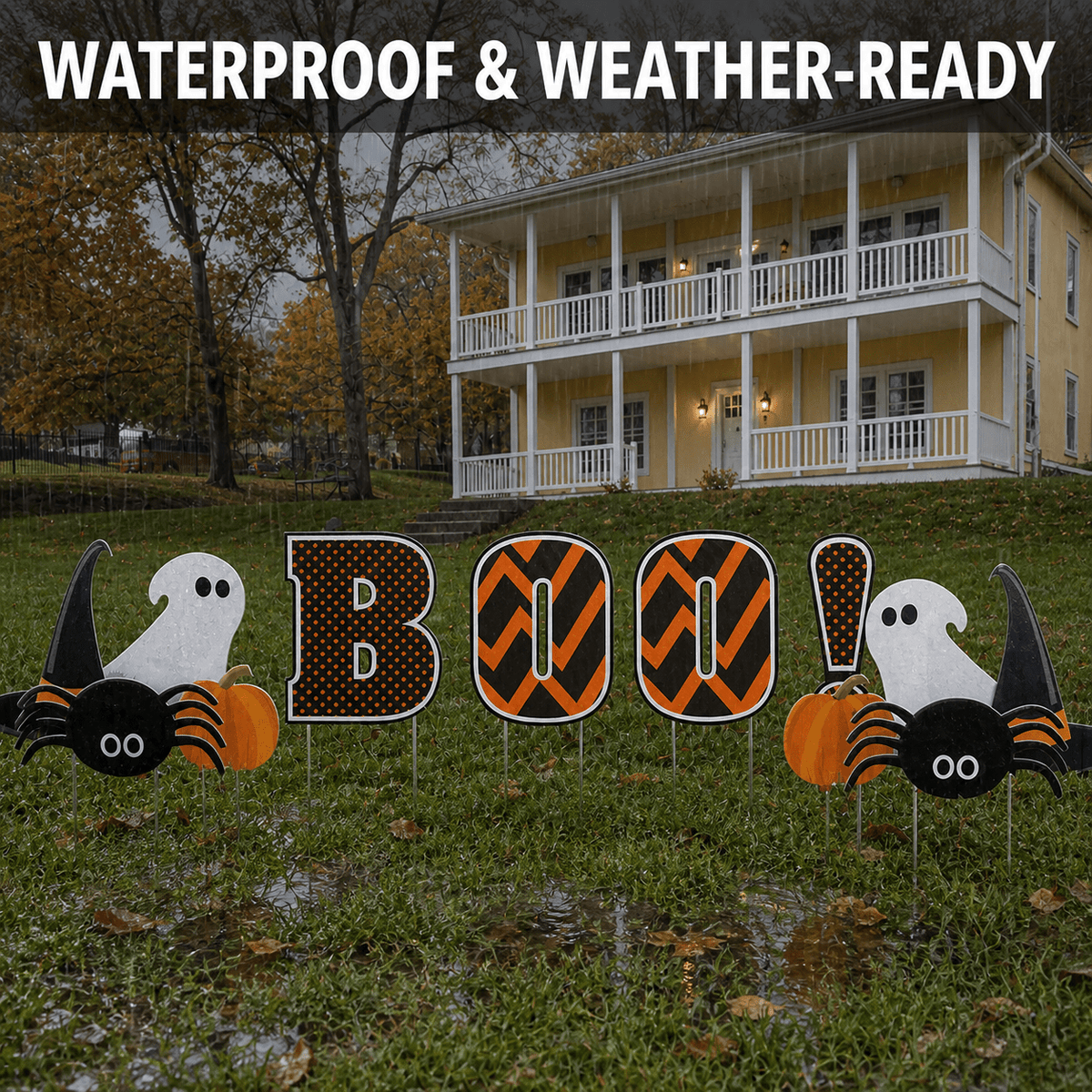 \BOO Halloween Yard Sign Set – 12 Piece Outdoor Lawn Decorations with Stakes