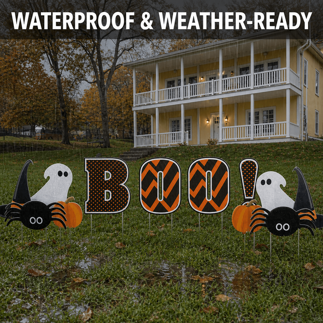 \BOO Halloween Yard Sign Set – 12 Piece Outdoor Lawn Decorations with Stakes
