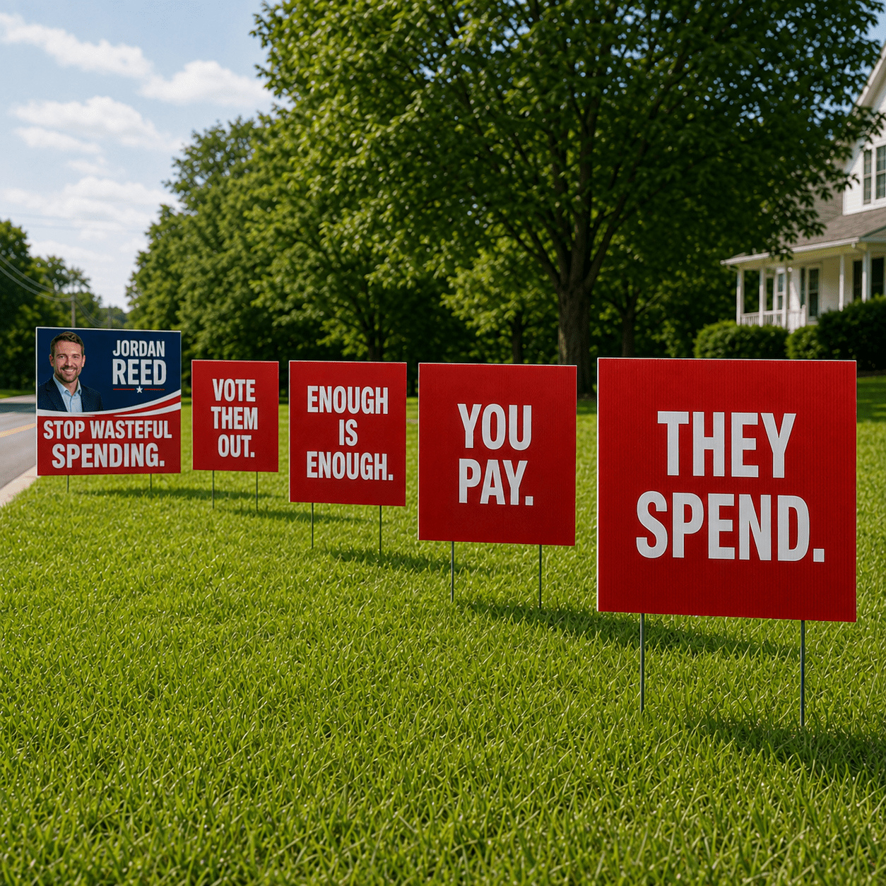 Burma Shave Political Yard Sign Sets – 5 Sets of 5 Signs – 25 Total