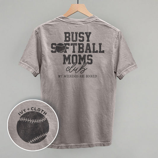Busy Softball Moms Club (Back Print) T-shirt
