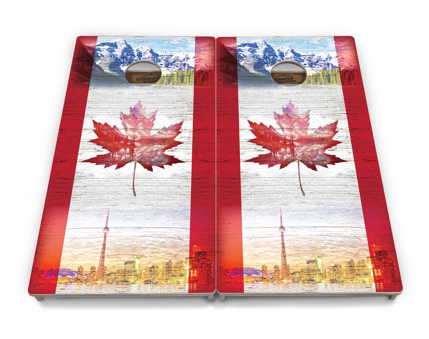 Canada Mountain Scene Cornhole Boards - Professional Tournament Series