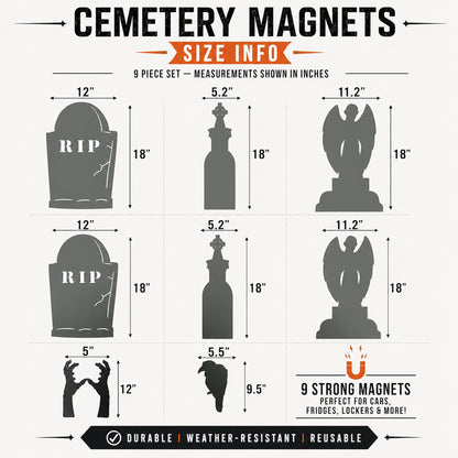 Cemetery Halloween Garage Door Magnets – 9 Piece Set