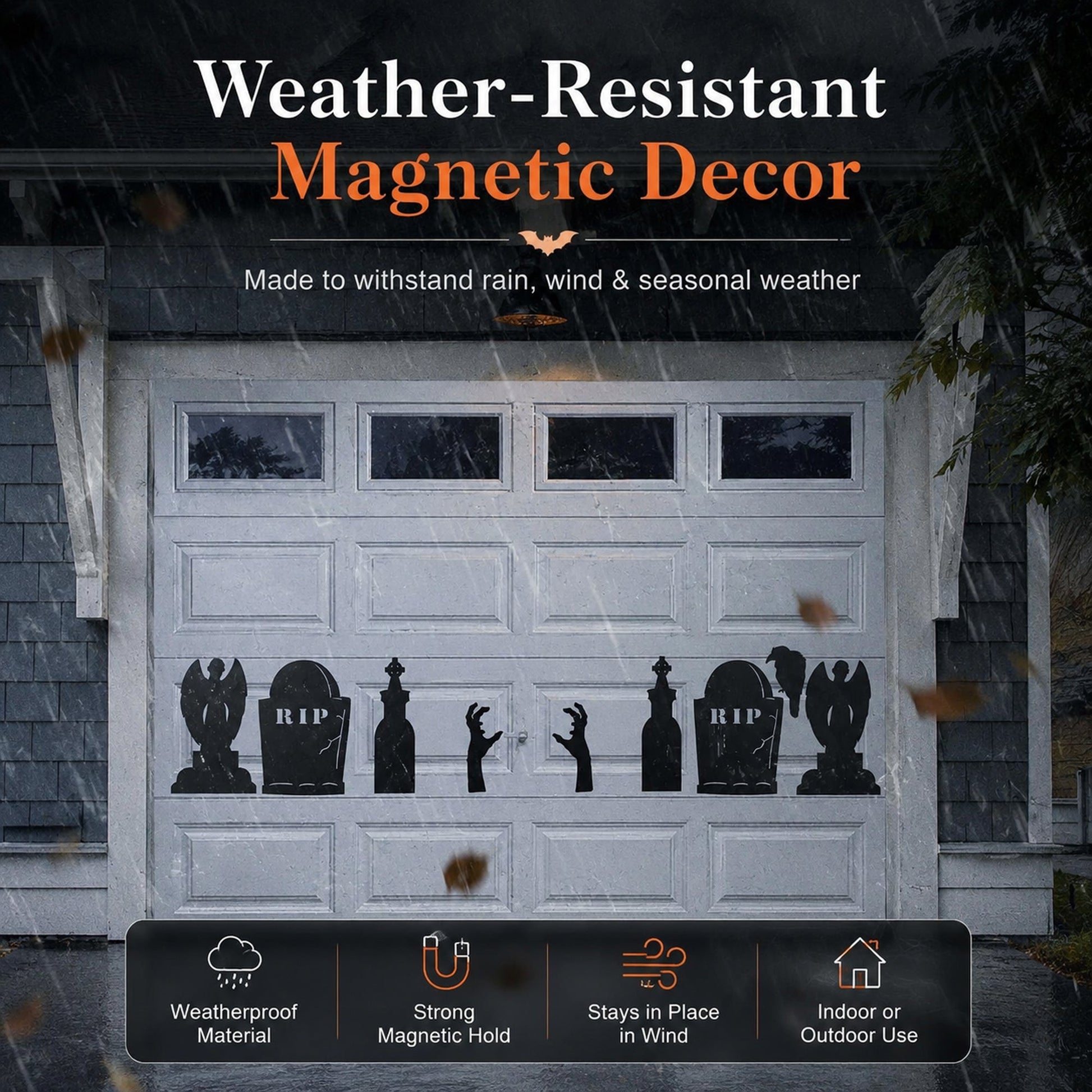 Cemetery Halloween Garage Door Magnets – 9 Piece Set