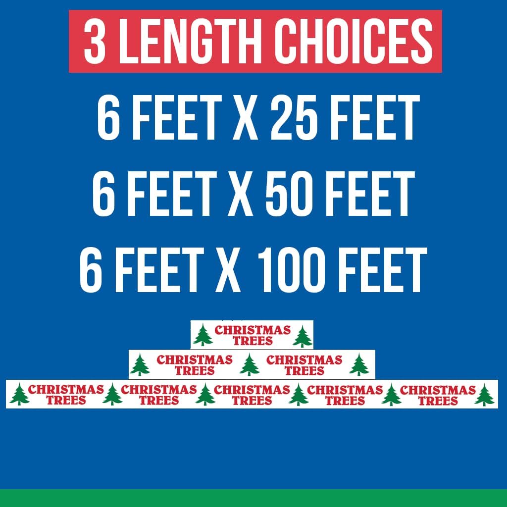 Christmas Trees Mesh Fence Banner 6 - Foot Tall - Polyester Scrim Mesh with Grommets, Outdoor Christmas Tree Lot Fence Wrap