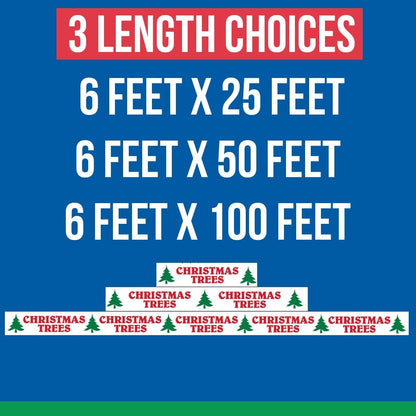 Christmas Trees Mesh Fence Banner 6 - Foot Tall - Polyester Scrim Mesh with Grommets, Outdoor Christmas Tree Lot Fence Wrap