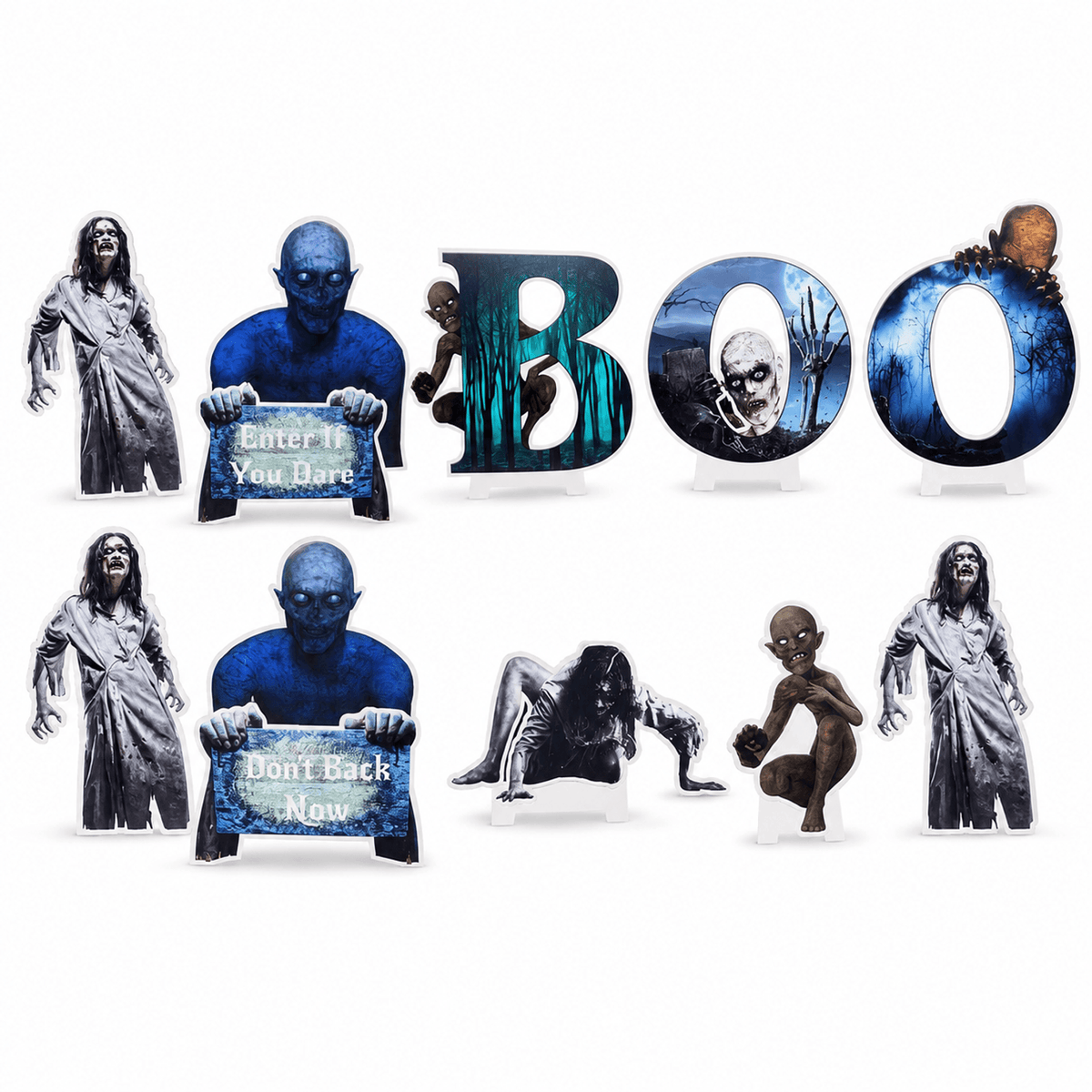 Creepy BOO Halloween Yard Card Decoration 10 piece Set