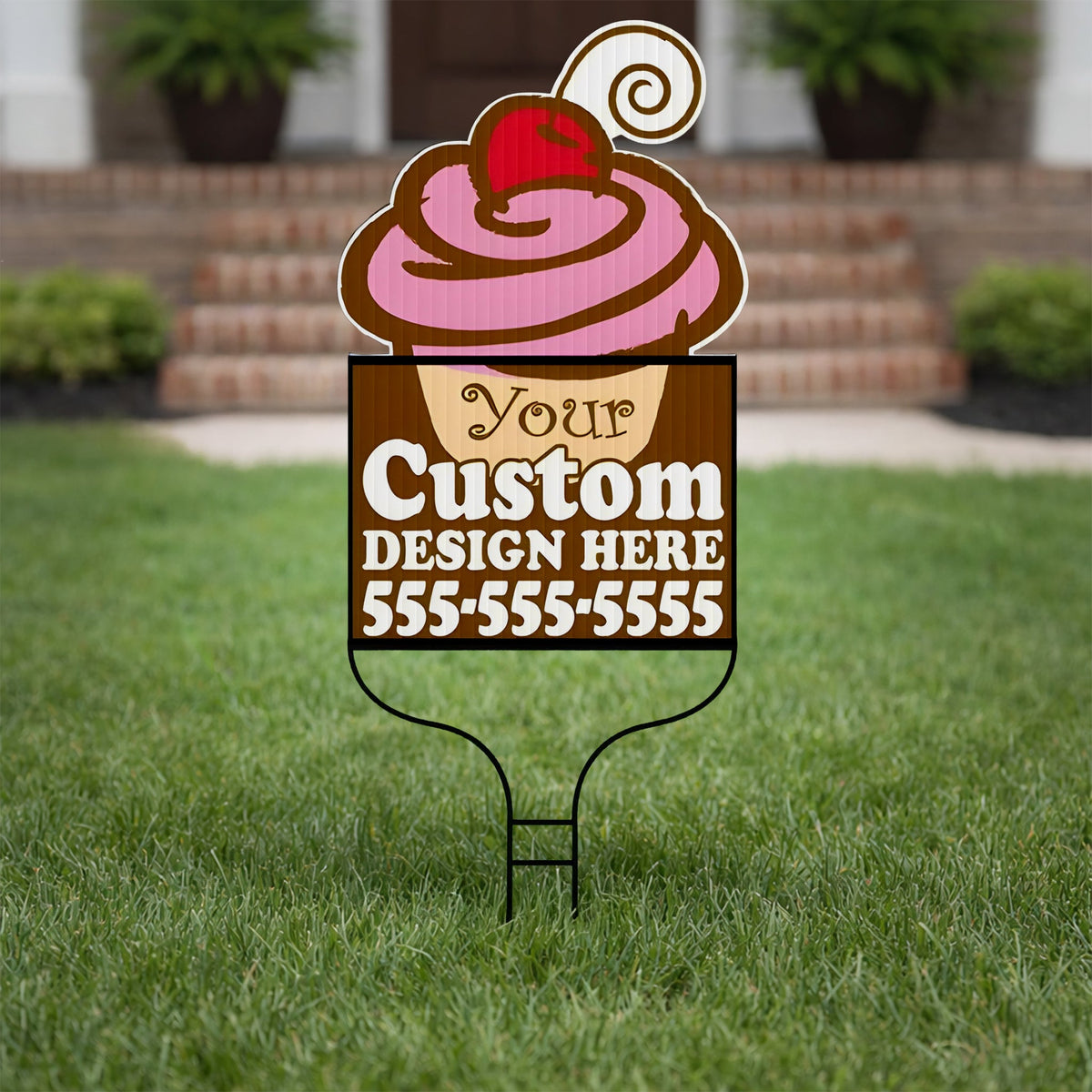 Cupcake Shaped Over-the-top Yard Sign | Includes F11 Frame