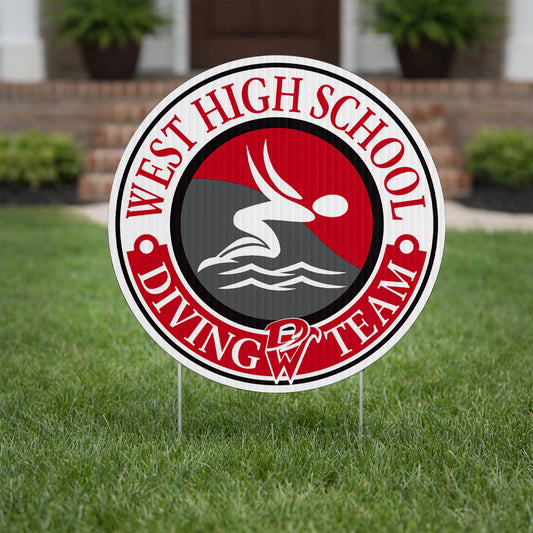 Custom 22" Diving Team Round Yard Signs