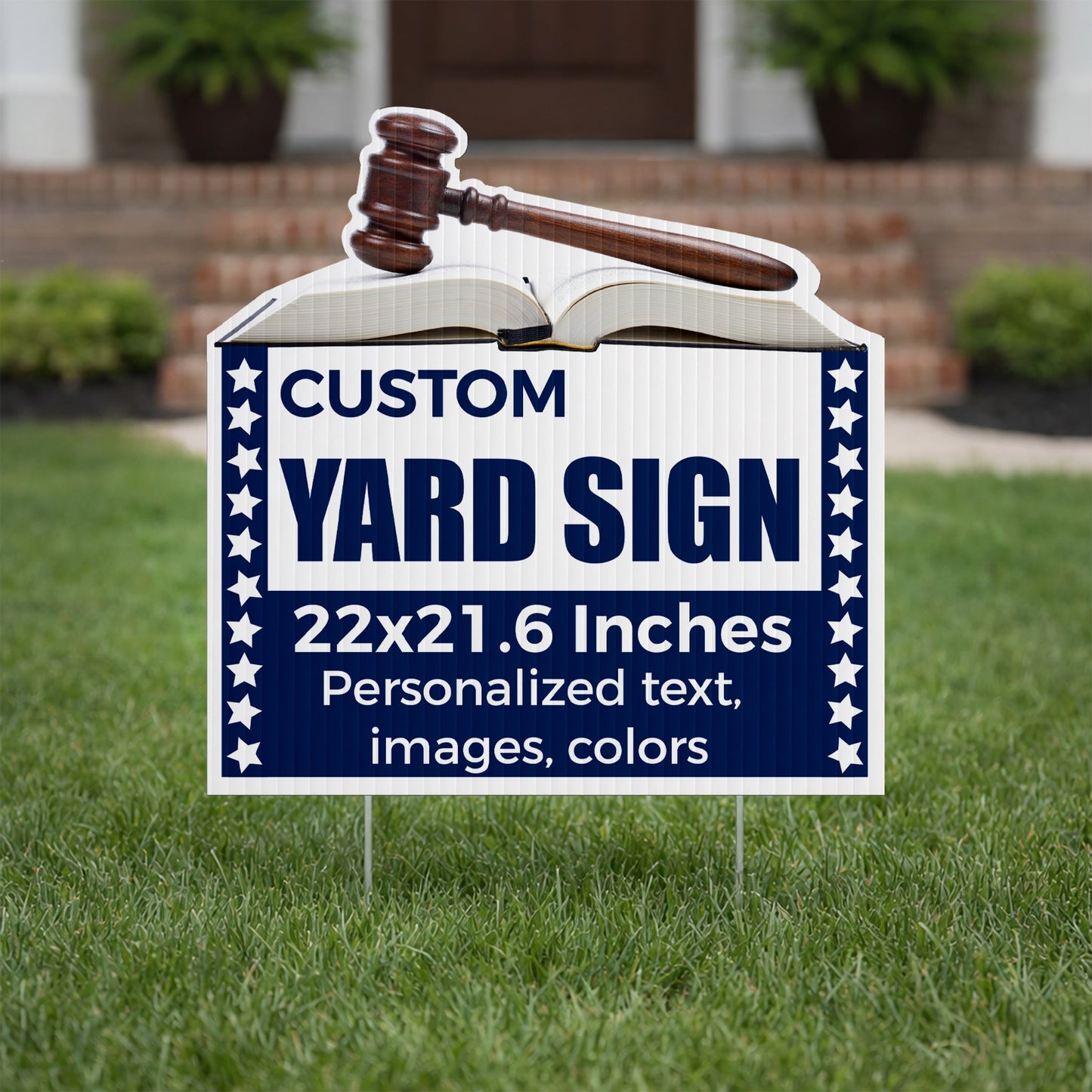 Custom 22" Gavel Shaped Yard Sign | Judge Yard Signs