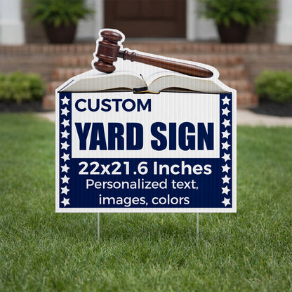 Custom 22" Gavel Shaped Yard Sign | Judge Yard Signs
