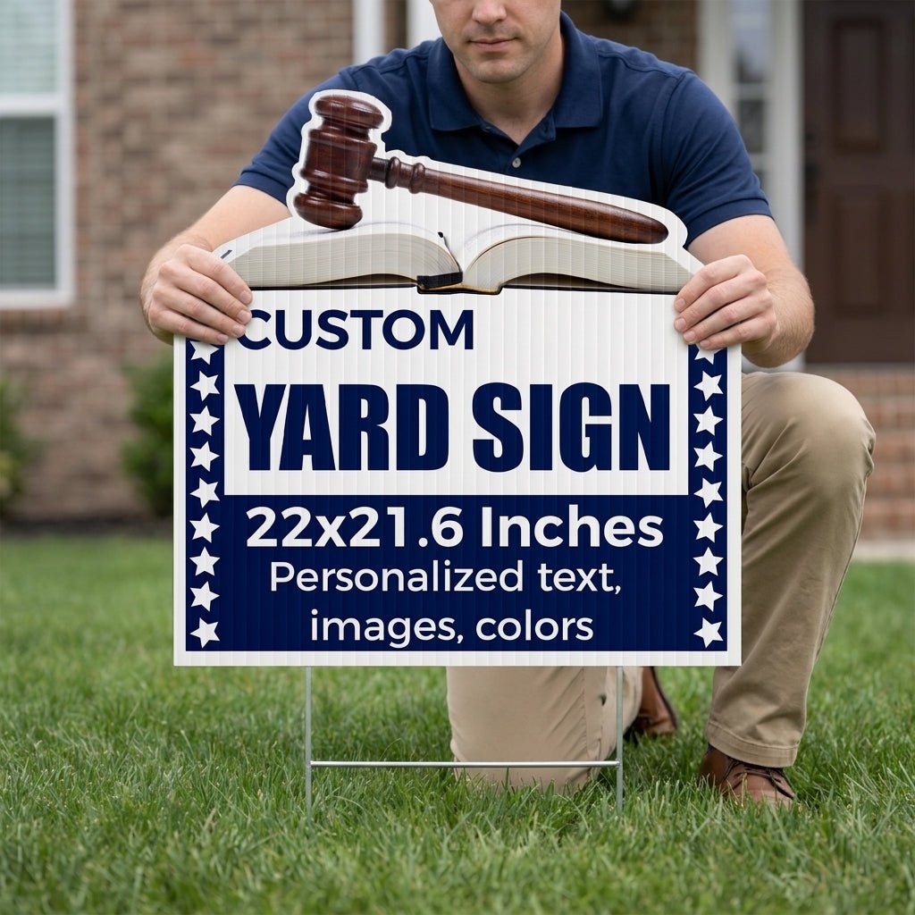 Custom 22" Gavel Shaped Yard Sign | Judge Yard Signs