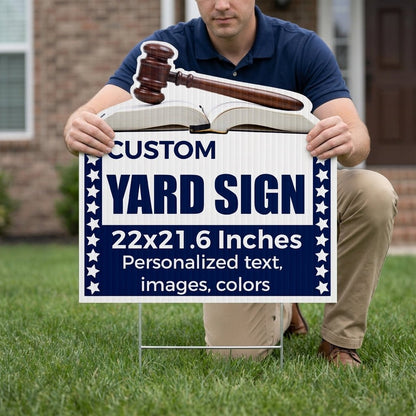 Custom 22" Gavel Shaped Yard Sign | Judge Yard Signs