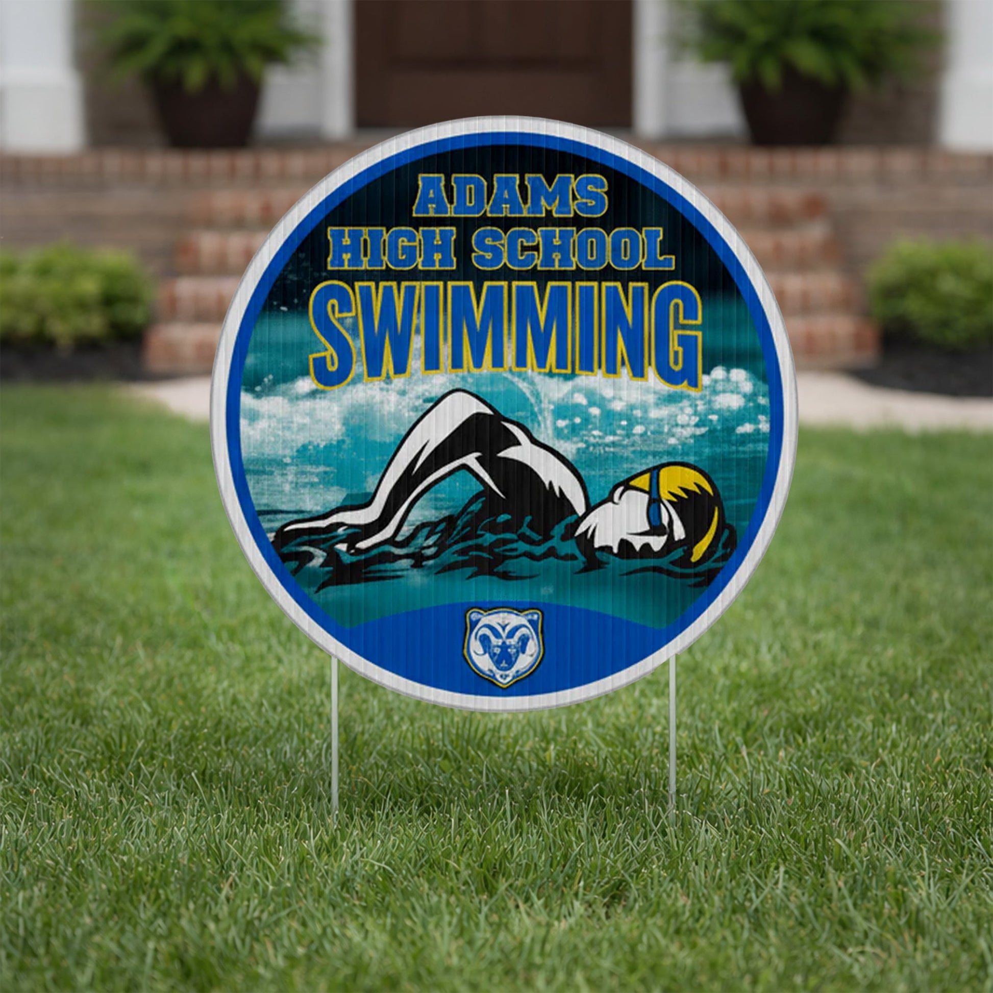 Custom 22" Swim Team Round Yard Signs