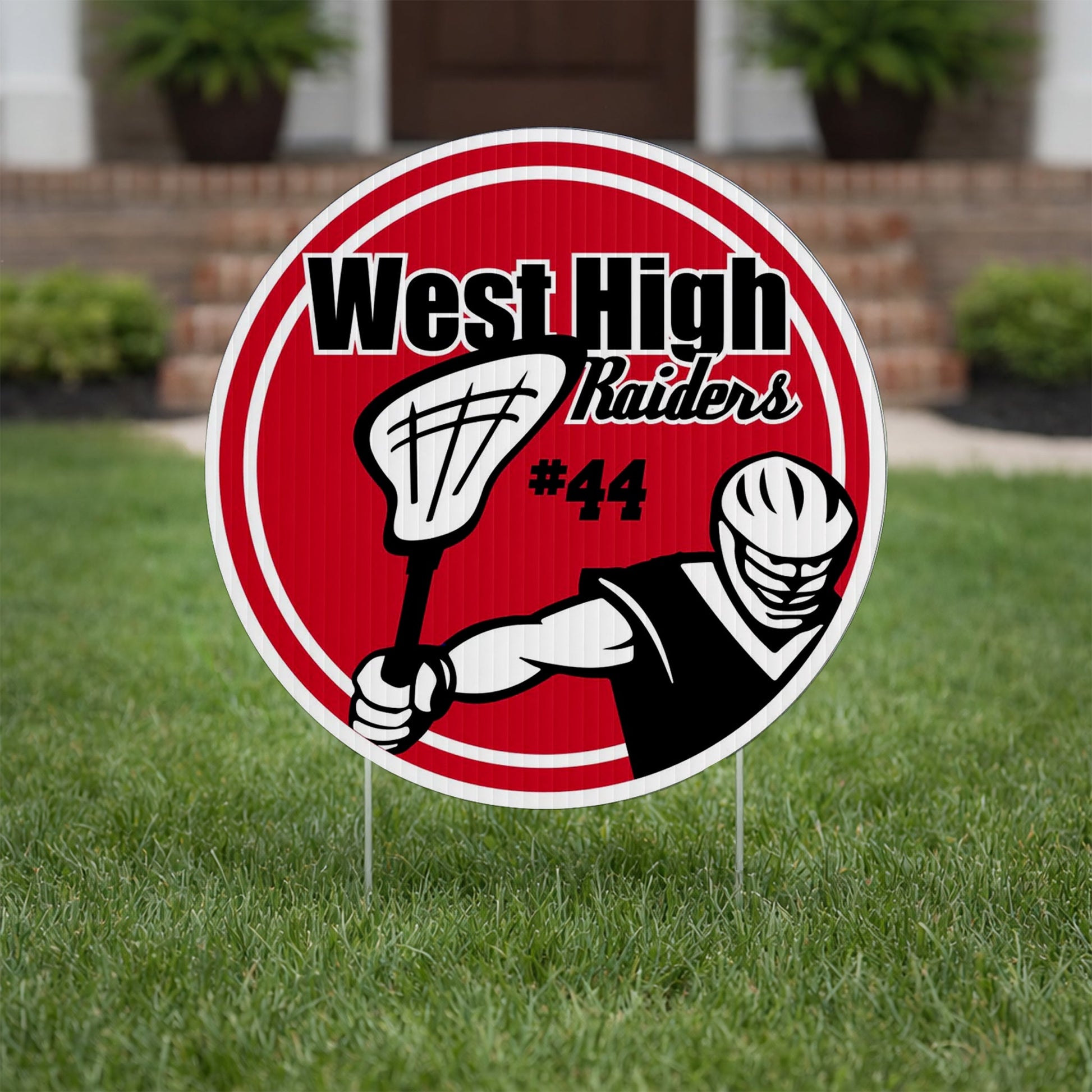 Custom 22"Lacrosse School Name, Number and Mascot Fence & Yard Signs