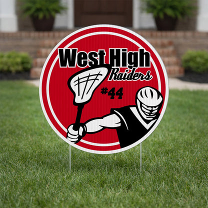 Custom 22"Lacrosse School Name, Number and Mascot Fence & Yard Signs
