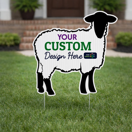 Custom 22"x22" Sheep Shaped Yard Sign