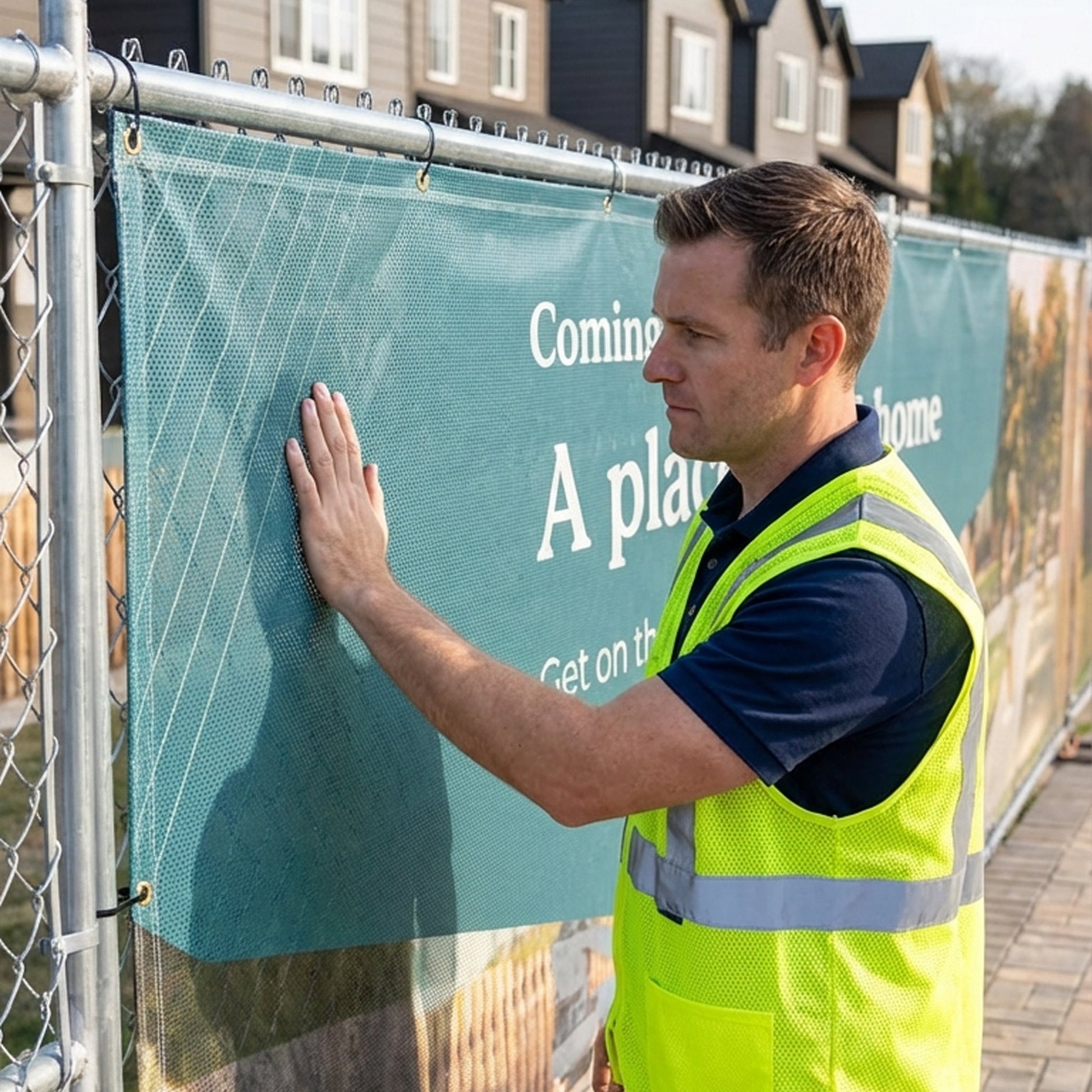 Custom 6'x100' Construction Jobsite Fence Screens – Mesh Vinyl Privacy Banner with Logos