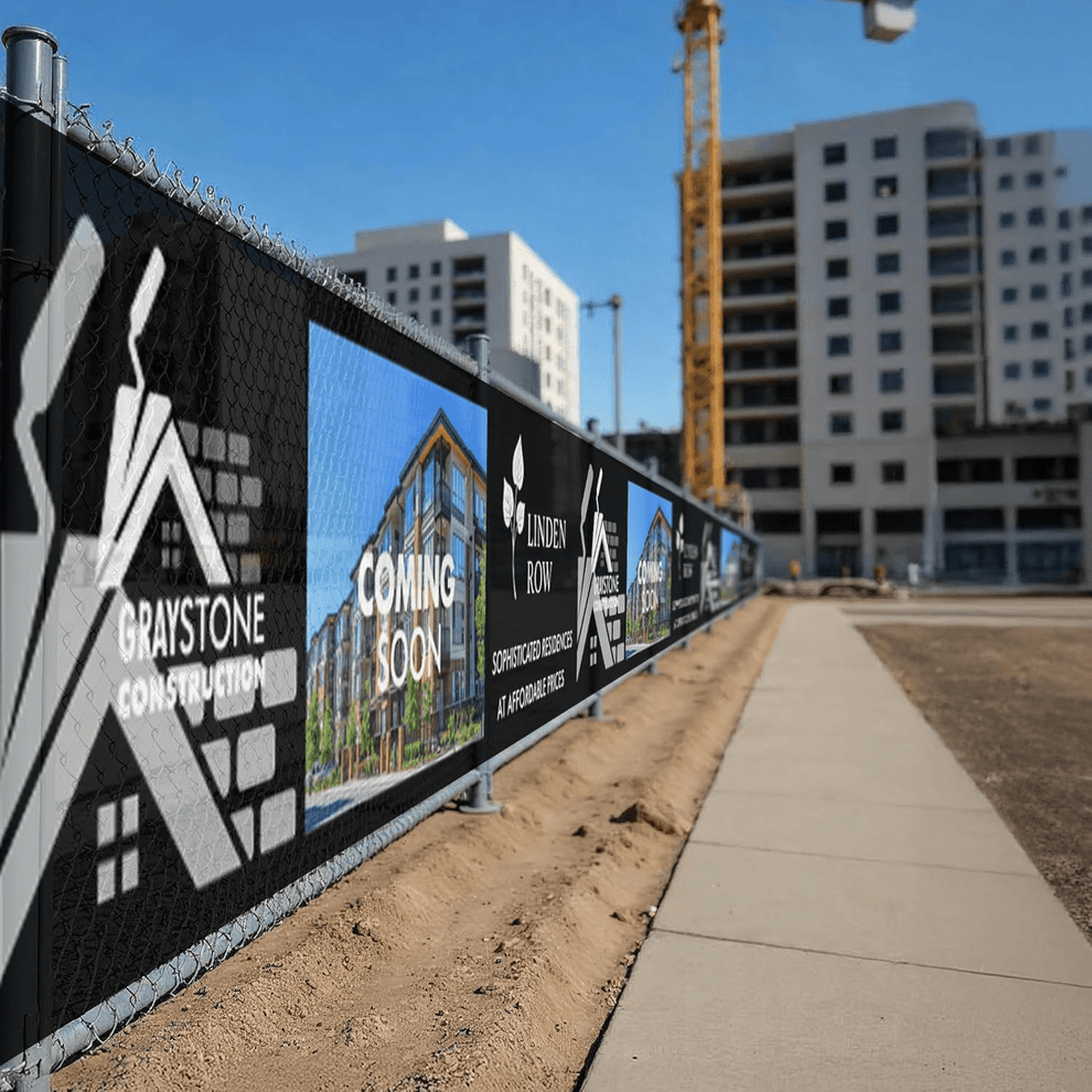 Custom Construction Fence Banner – Mesh Vinyl Privacy Wrap with Logo ...