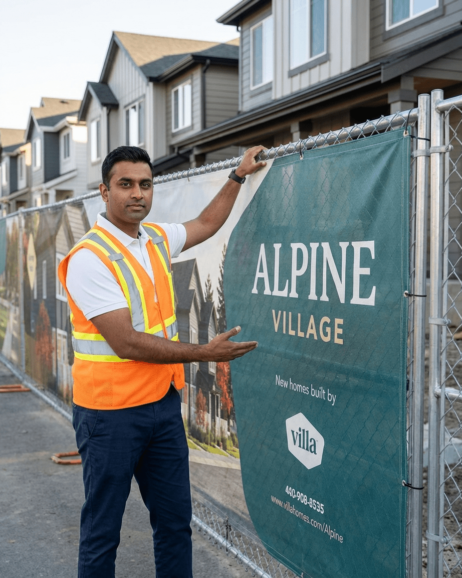 Custom 6'x50' Construction Jobsite Fence Screens – Mesh Vinyl Privacy Banner with Logos