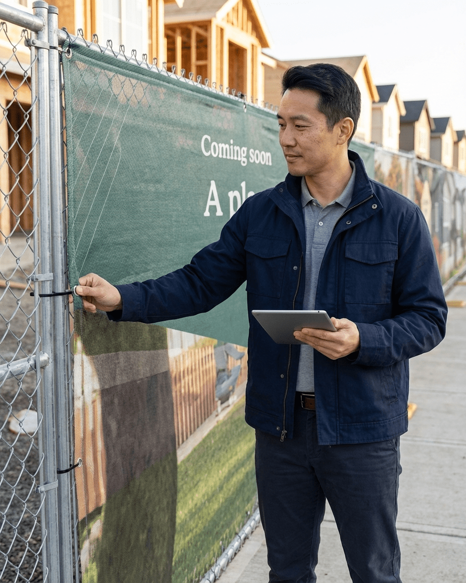 Custom 6'x50' Construction Jobsite Fence Screens – Mesh Vinyl Privacy Banner with Logos