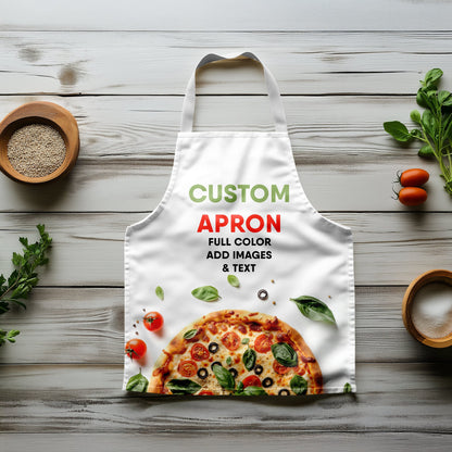 Custom All - Over Print Apron – Design Your Own Full Color Bib Apron for Cooking, Grilling & Restaurant Use – Eco - Friendly Heavyweight Polyester – 29" Long – Adjustable Tie – No Pockets