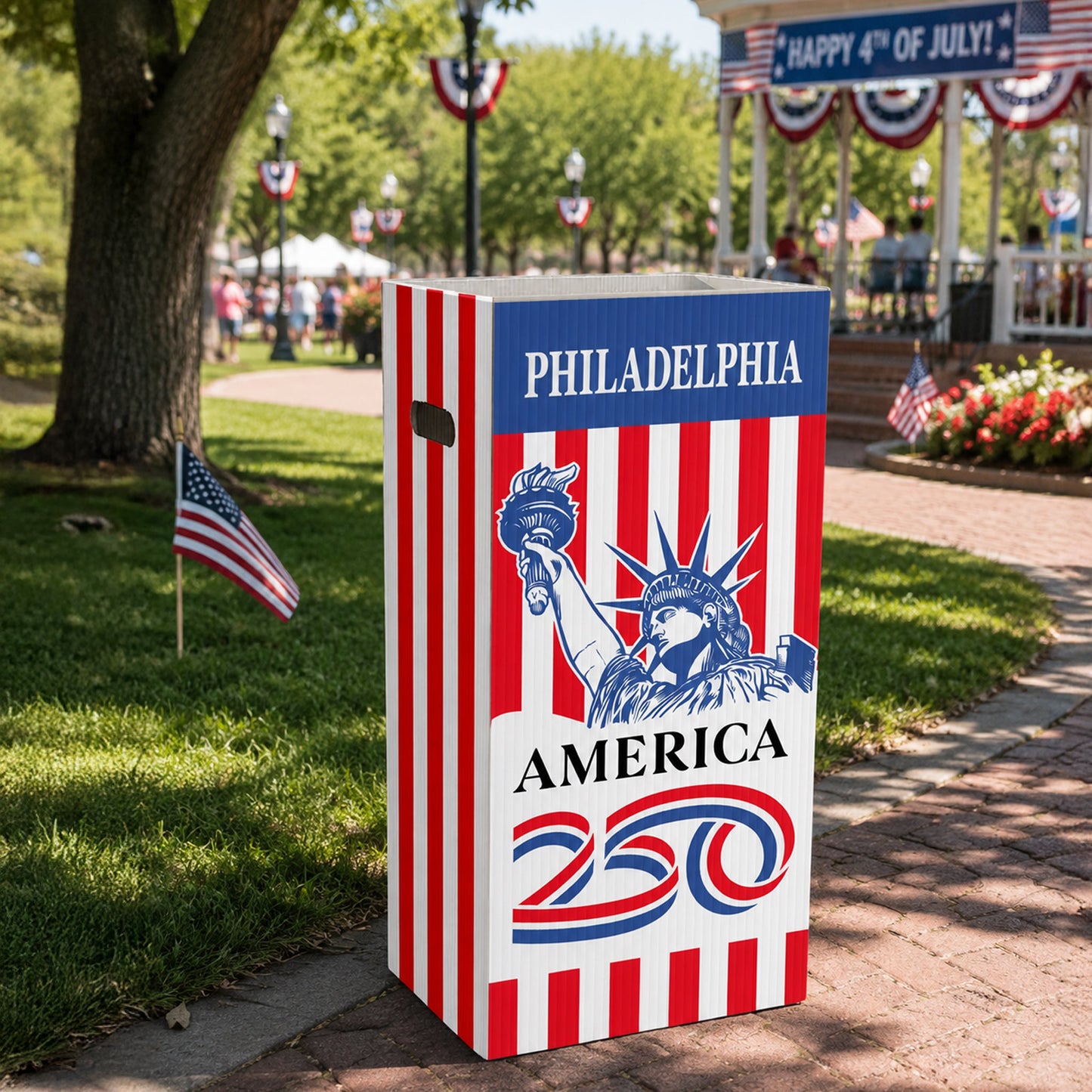 Custom America's 250th Disposable Trash Cans | 36.5 Gallon