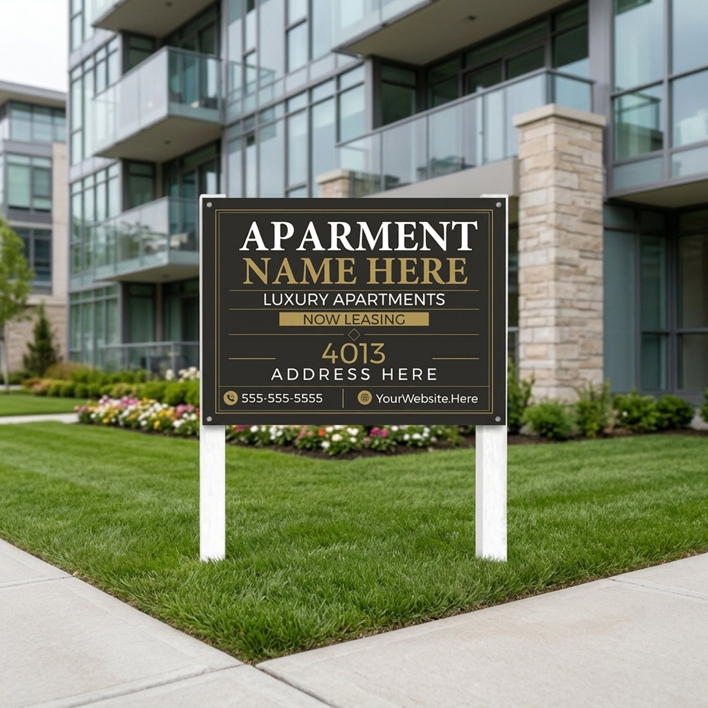 Custom Apartment Complex Sign – 3x4 ft Weatherproof Aluminum Composite Sign (ACM) | Leasing & Property Signage