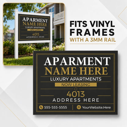 Custom Apartment Complex Sign with Vinyl Frame Kit | Includes 3mm ACM Panel, 8' Vinyl Posts & Rails
