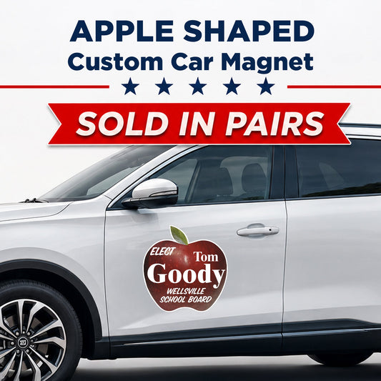Custom Apple Shaped Car Magnets (Pair) 23" Personalized Magnetic Vehicle Signs