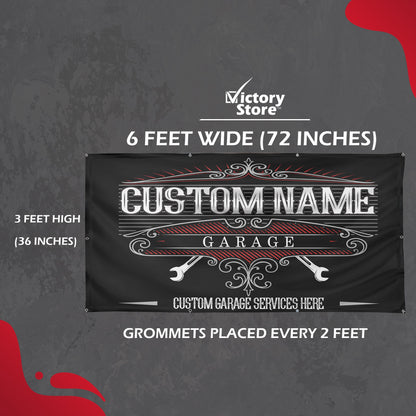 Custom Auto Shop Banner with Grommets, Personalized Vinyl Garage Sign