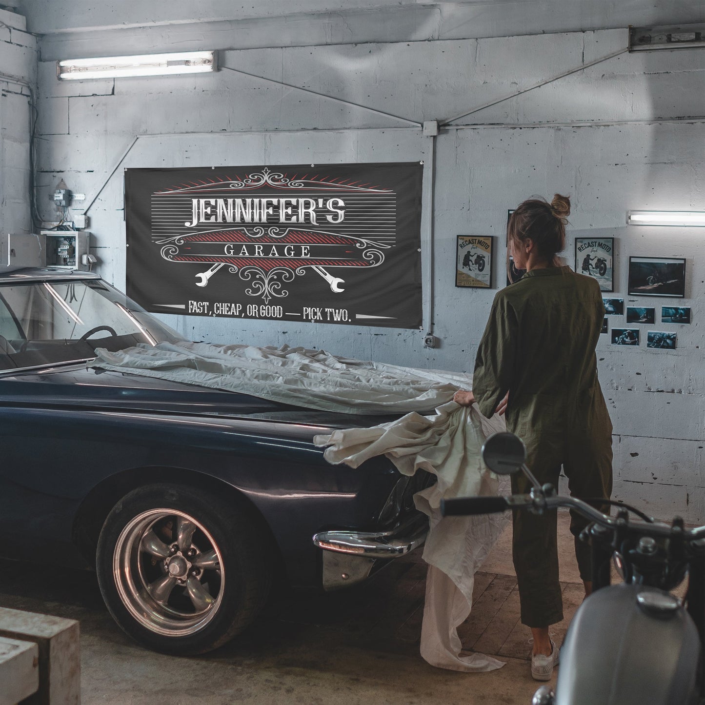 Custom Auto Shop Banner with Grommets, Personalized Vinyl Garage Sign