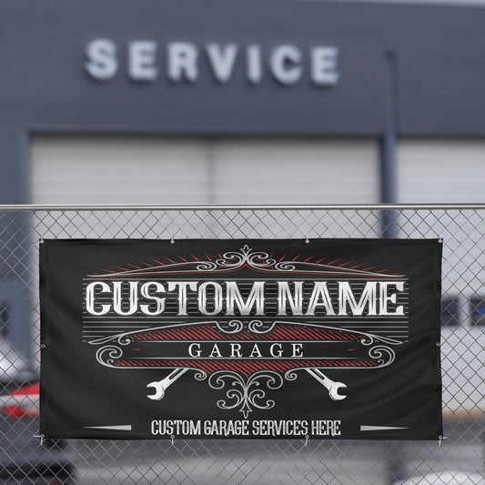Custom Auto Shop Banner with Grommets, Personalized Vinyl Garage Sign