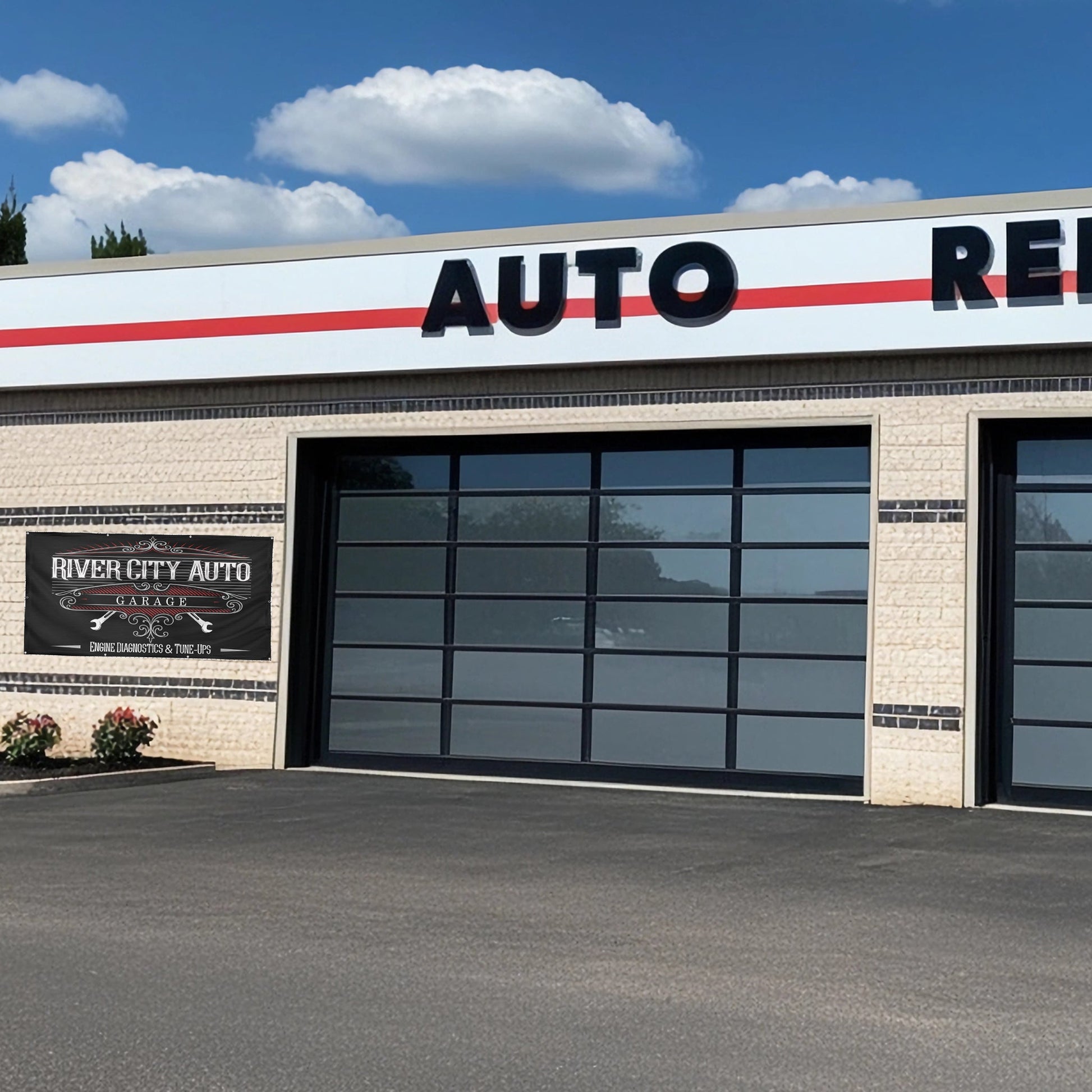 Custom Auto Shop Banner with Grommets, Personalized Vinyl Garage Sign