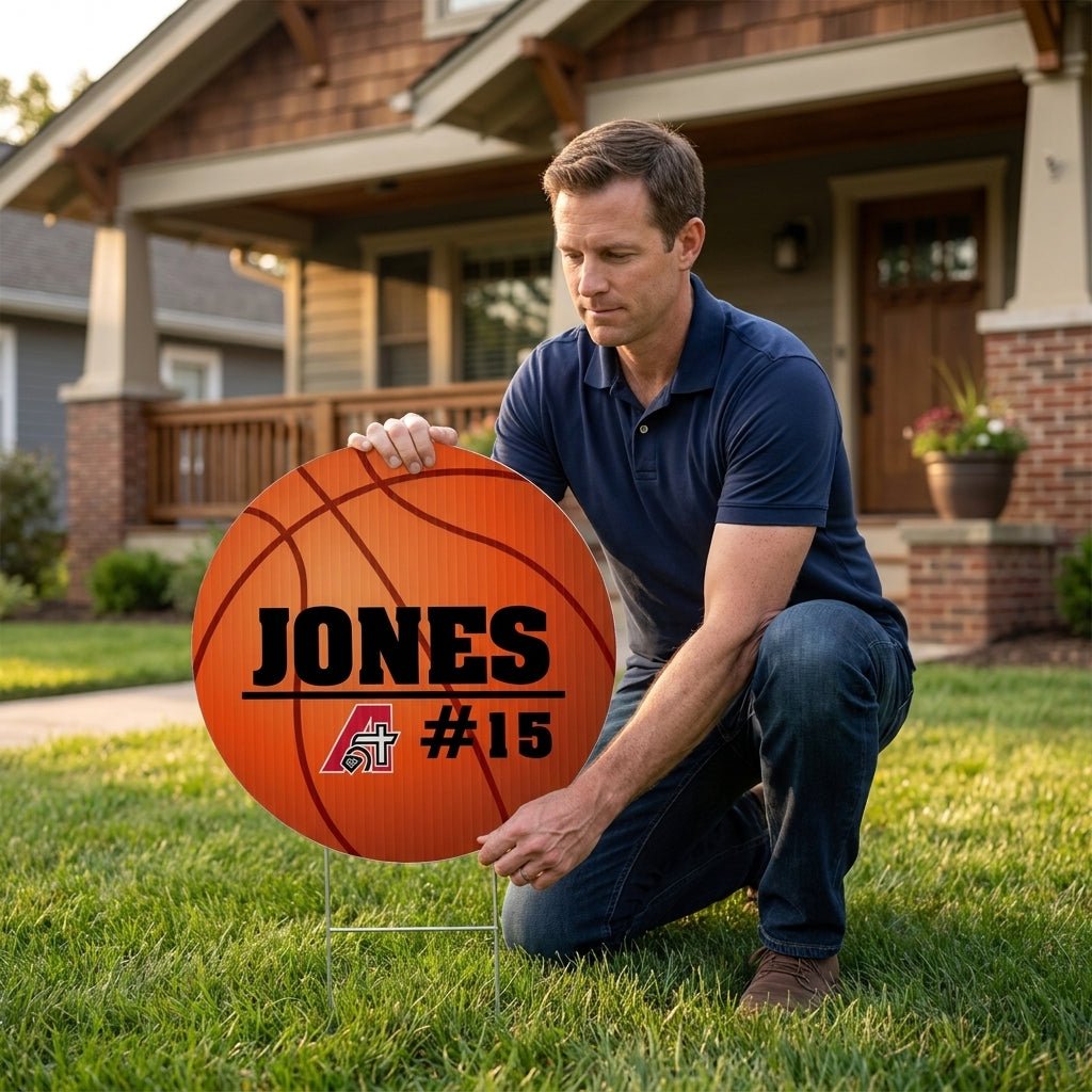 Custom Basketball Player Name, Number and Mascot Fence & Yard Signs