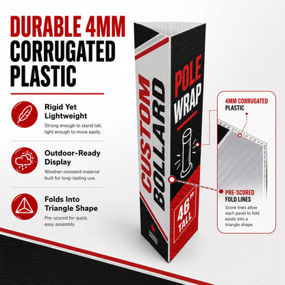 Custom Bollard Pole Wrap – 46" Tall 3-Sided Corrugated Plastic Bollard Cover