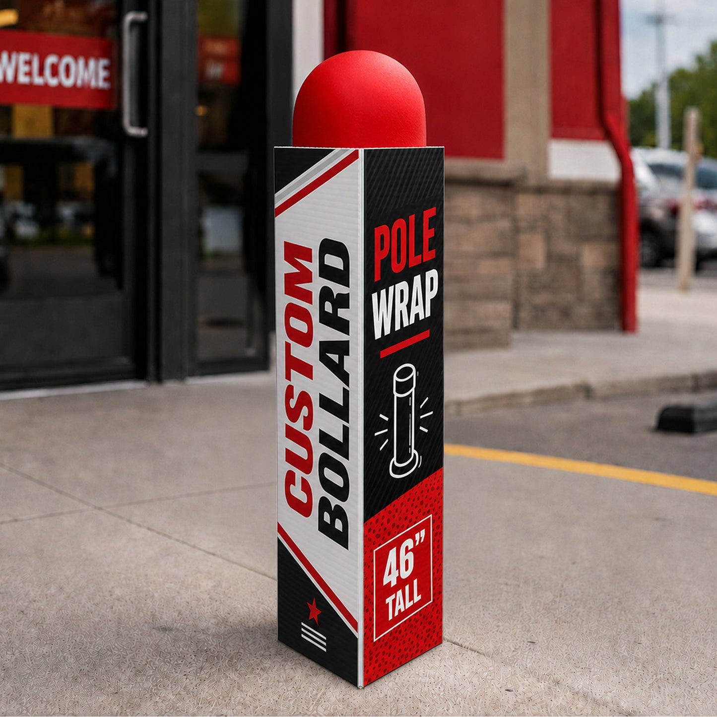 Custom Bollard Pole Wrap – 46" Tall 3-Sided Corrugated Plastic Bollard Cover